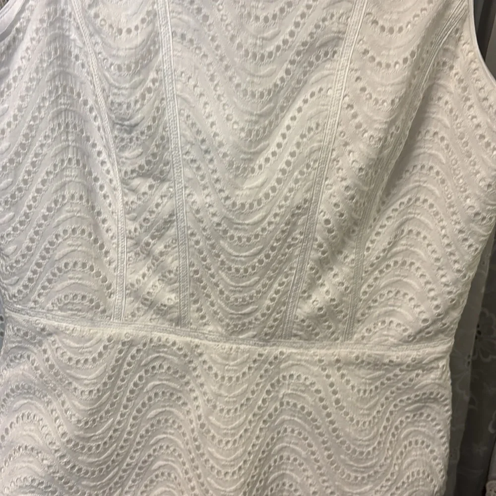 White House Black Market Fitted Cotton Eyelet Peplum Top Sz 10 NWT